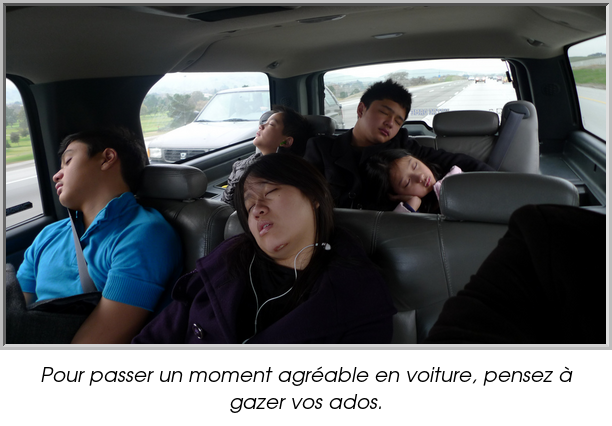 Pour passer un moment agréable en voiture, pensez à gazer vos ados.