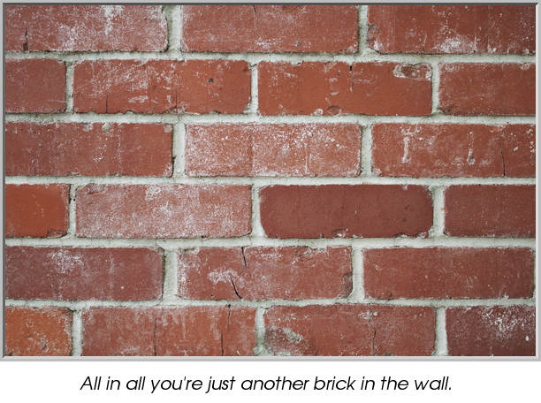 All in all you're just another brick in the wall.
