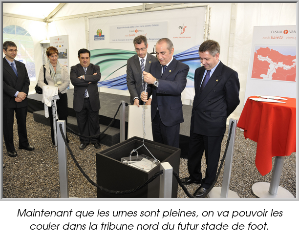 Maintenant que les urnes sont pleines, on va pouvoir les couler dans la tribune nord du futur stade de foot.