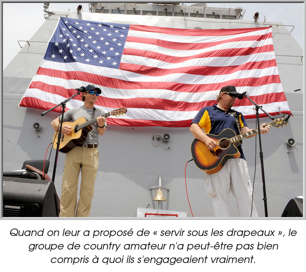 Quand on leur a proposé de « servir sous les drapeaux », le groupe de country amateur n'a peut-être pas bien compris à quoi ils s'engageaient vraiment.