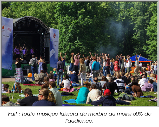Fait : toute musique laissera de marbre au moins 50% de l'audience.