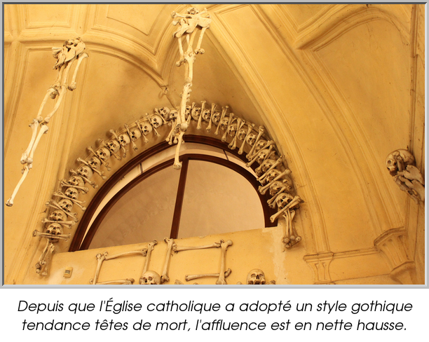 Depuis que l'Église catholique a adopté un style gothique tendance têtes de mort, l'affluence est en nette hausse.