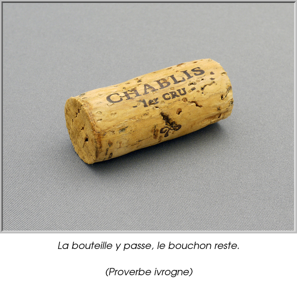 La bouteille y passe, le bouchon reste.

(Proverbe ivrogne)